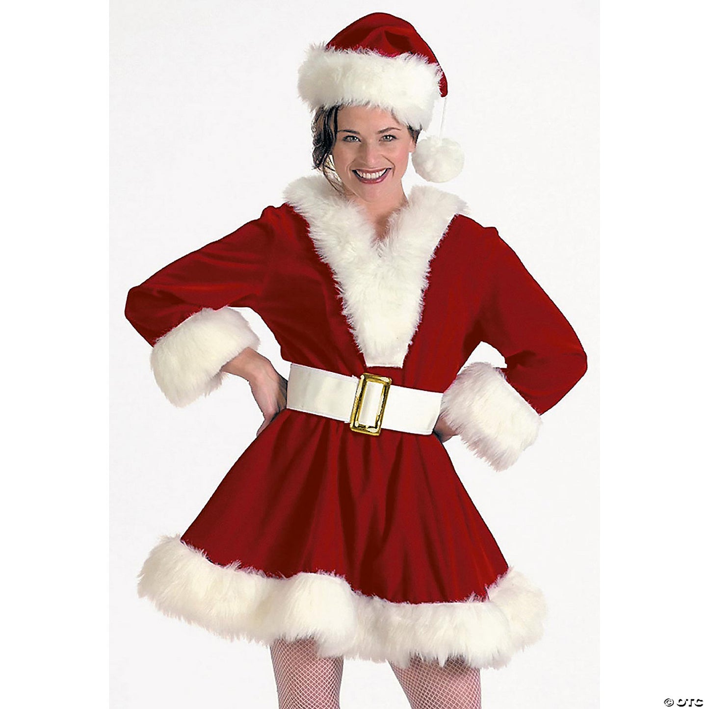 Adult Women’s Burgundy Velvet Perky Pixie Mrs. Clause Dress Costume - Medium