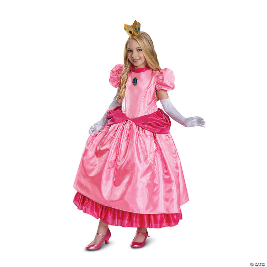 Girl's Elevated Super Mario Bros Princess Peach Costume - XS 3T-4T