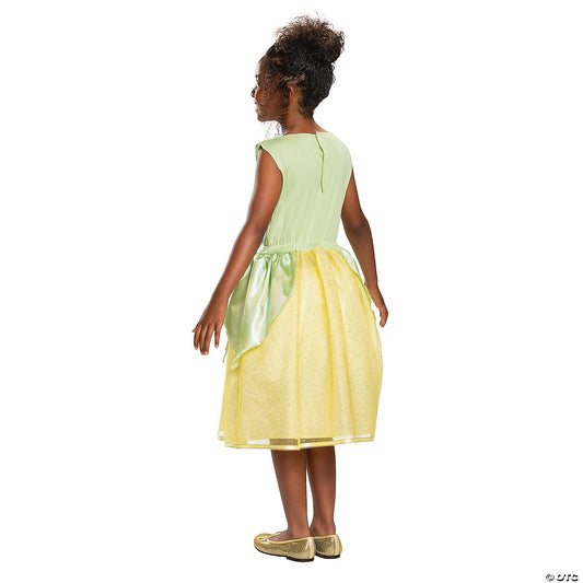 Back view of the Classic Tiana costume showing the green bodice and yellow glitter skirt