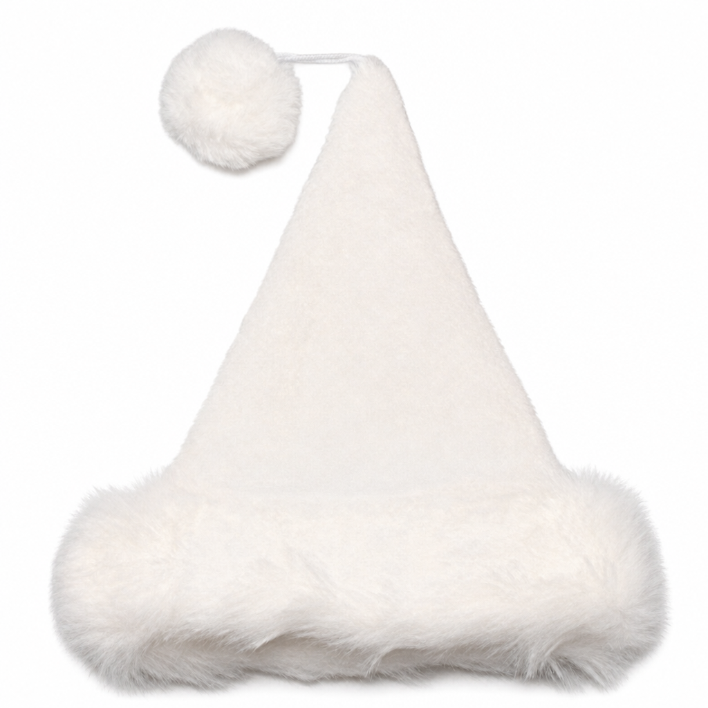 Plush Velvet Santa Hat - White