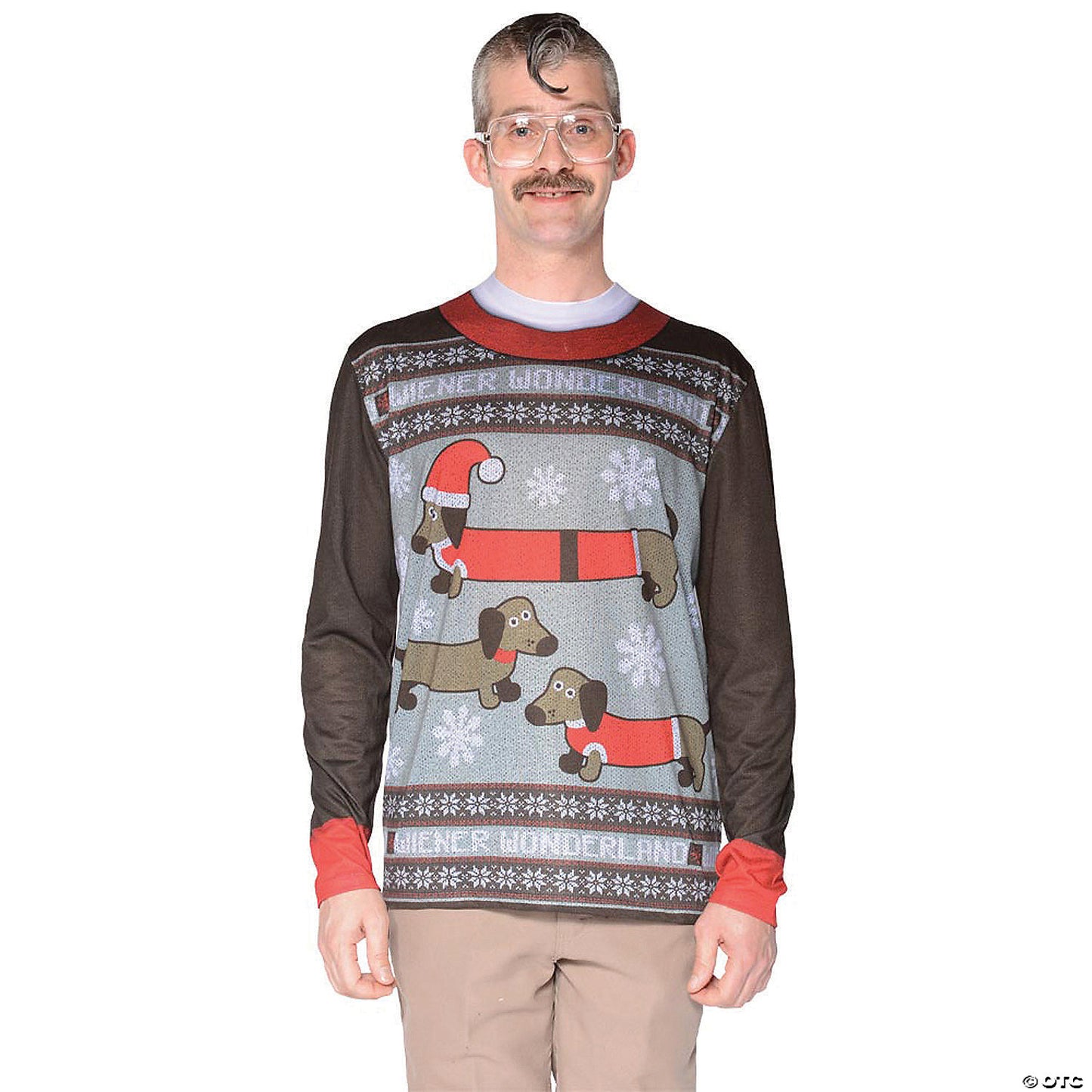 Ugly Christmas Sweater Wiener Wonderland Men's T-Shirt Costume - Medium