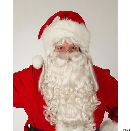 Regal red velvet Santa hat with white plush trim on a white background