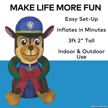 38" Blow Up Inflatable PAW Patrol Chase with Wreath Outdoor Yard Decoration