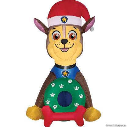3 Ft. Blow-Up Inflatable PAW Patrol Chase Wearing Santa Hat with Built-In LED Lights Outdoor Yard Decoration