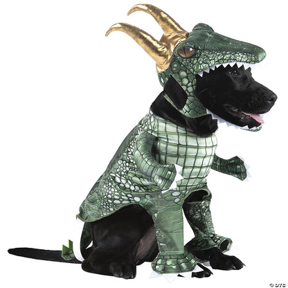 Alligator Loki Pet Costume 11-25 lbs, Back Length 10"-13", Chest 14"-18"