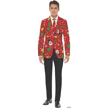 Men's Red Icon Christmas Jacket & Tie