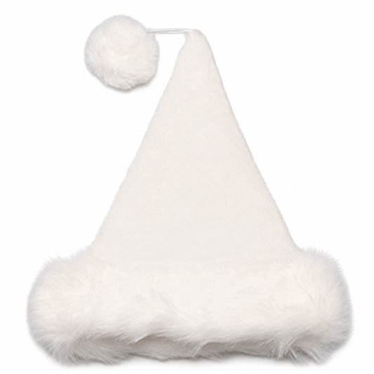 Plush Velvet Santa Hat - White