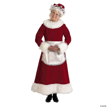 Women's Burgundy Velvet Mrs. Claus Dress Costume - XL